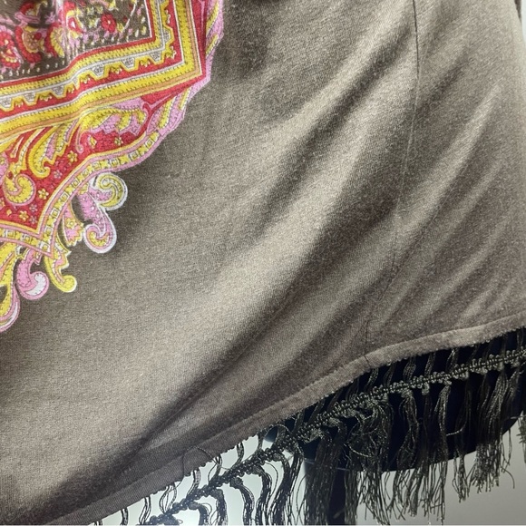 Free People Paisley Multi Media Strappy Top with Fringe Tulip Back Size M - Picture 9 of 16